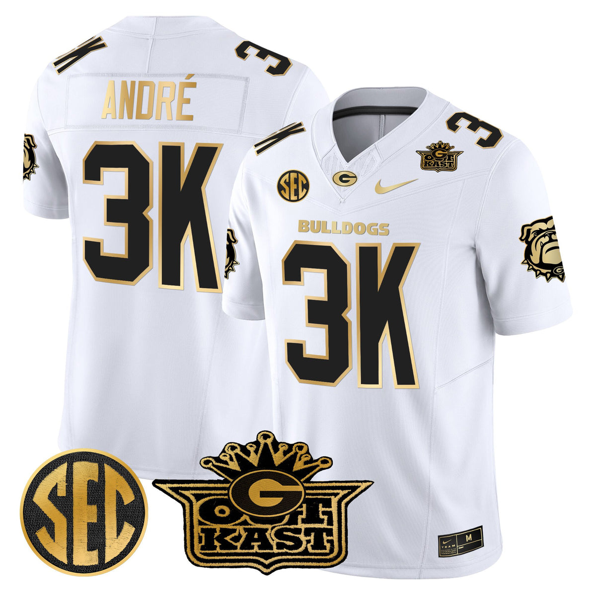 Men's Outkast x Georgia Bulldogs Gold Vapor Limited Jersey - All stitched