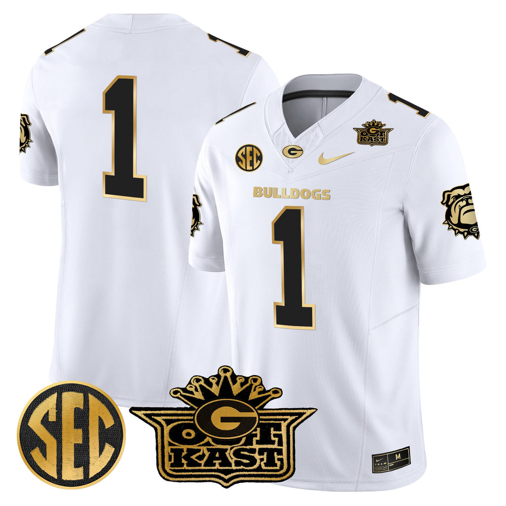 Men's Outkast x Georgia Bulldogs Gold Vapor Limited Jersey - All stitched