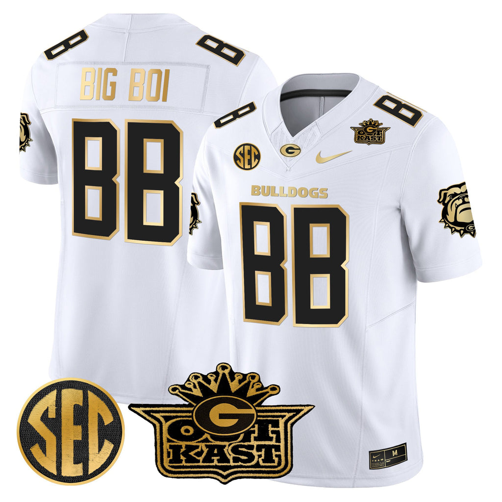 Men's Outkast x Georgia Bulldogs Gold Vapor Limited Jersey - All stitched