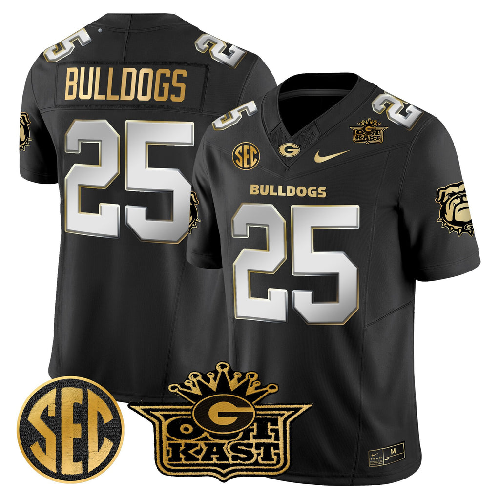 Men's Outkast x Georgia Bulldogs Gold Vapor Limited Jersey - All stitched