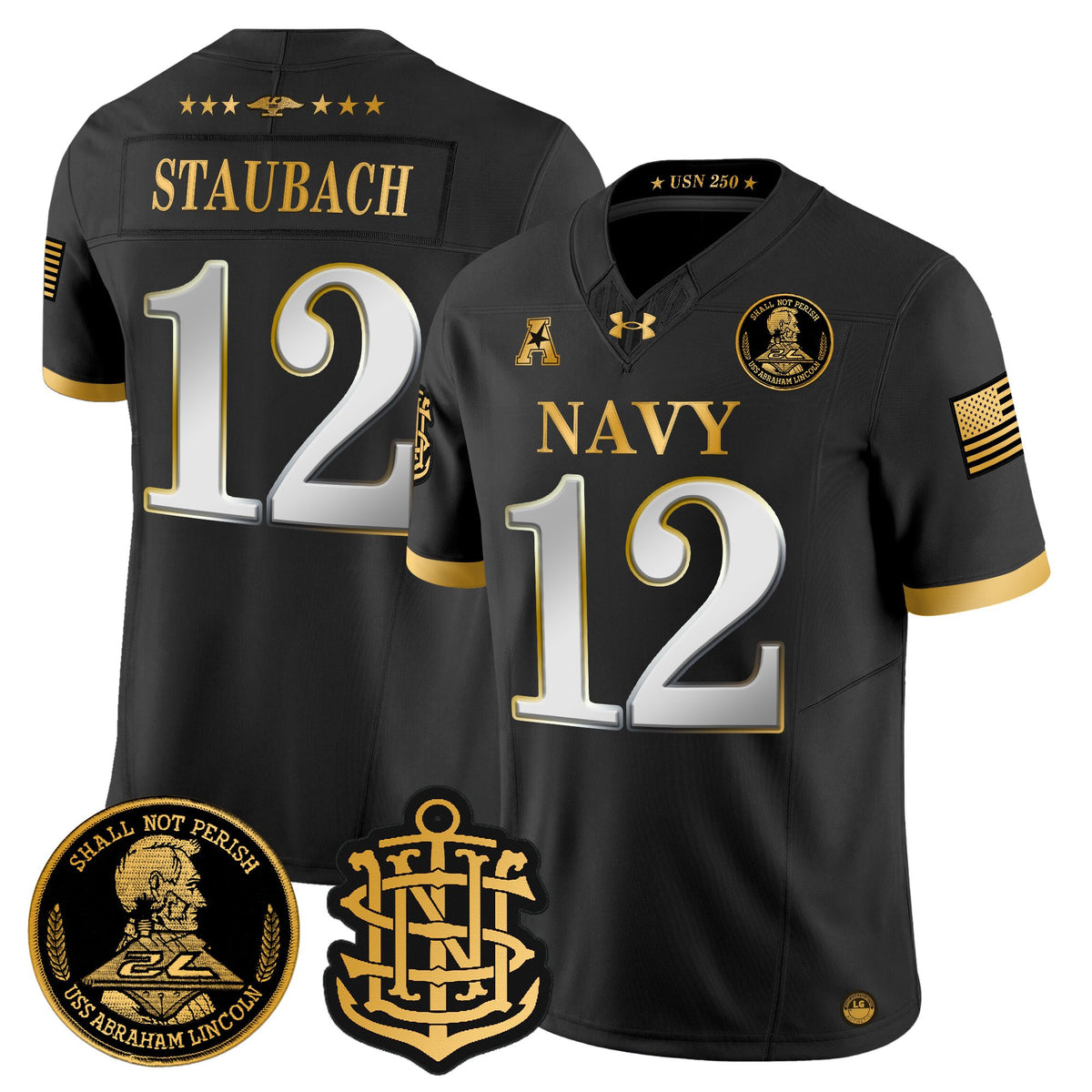 Men's Navy Midshipmen 250th Anniversary Gold Vapor Limited Jersey - All Stitched