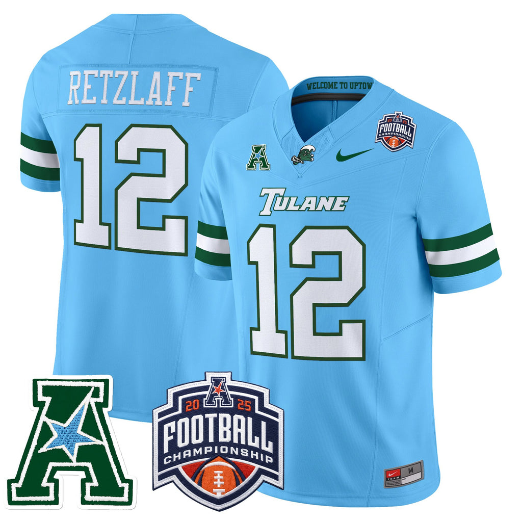 Men's Tulane Green Wave 2025 AAC Championship Vapor Limited Jersey - All Stitched