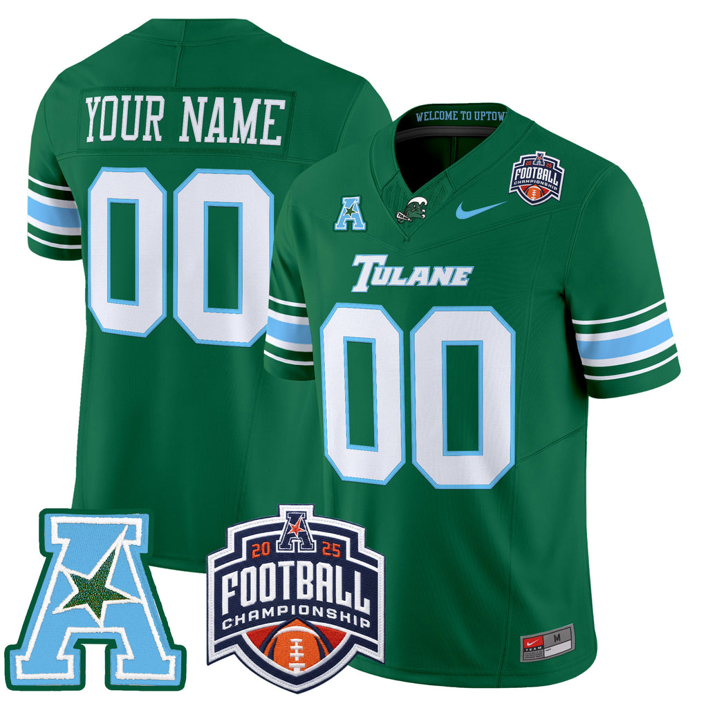 Tulane Green Wave 2025 AAC Championship Vapor Limited Custom Jersey - All Stitched