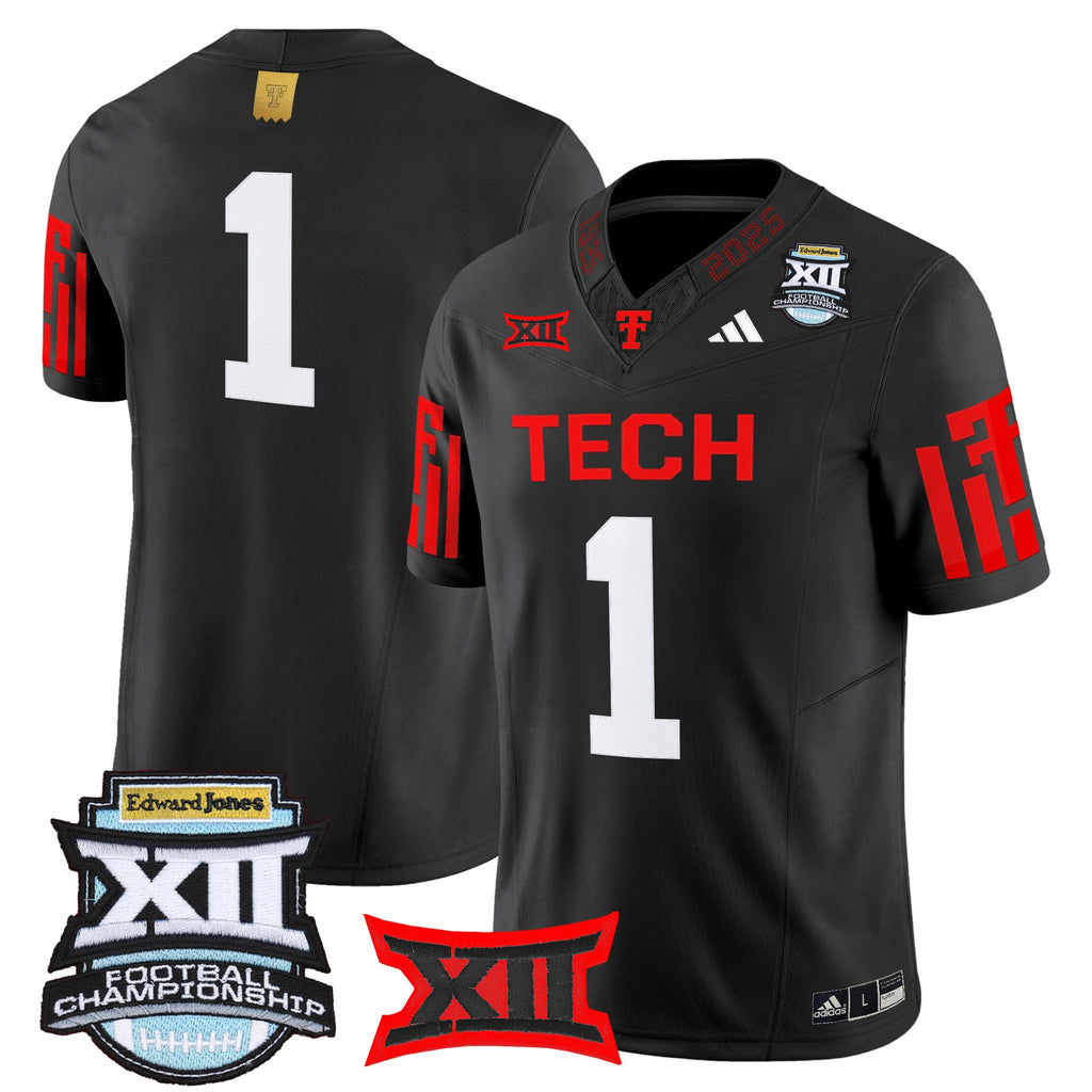 Men's Texas Tech Red Raiders 2025 Big 12 Championship Vapor Limited Jersey - All Stitched
