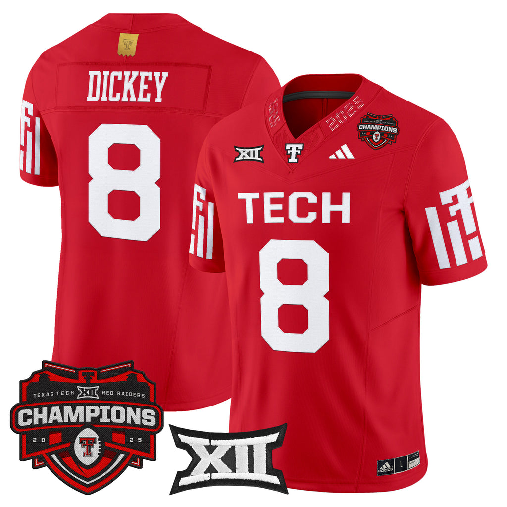 Men's Texas Tech Red Raiders 2025 Big 12 Champions Vapor Limited Jersey - All Stitched