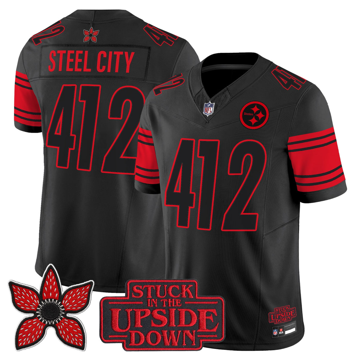 Pittsburgh Steelers 'Stranger Things Edition' Vapor Limited Jersey - All Stitched