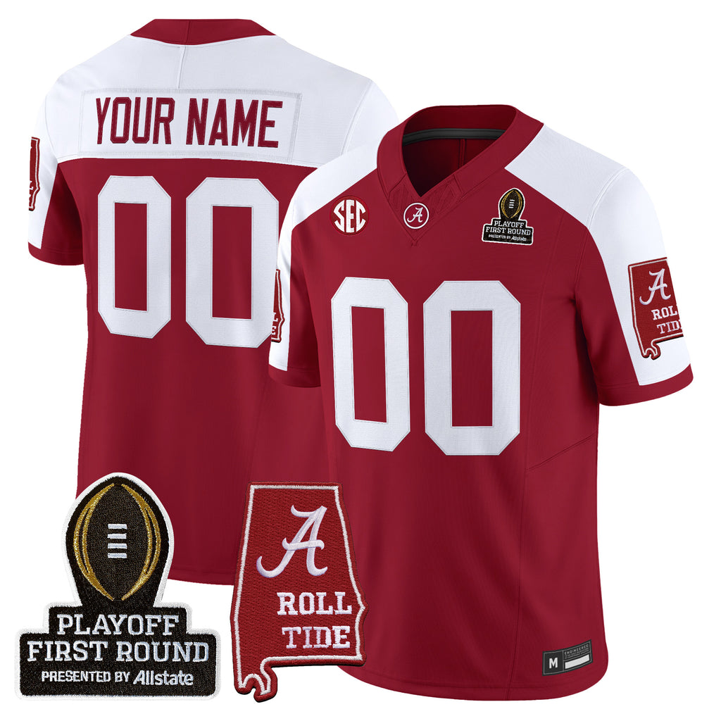 Alabama Crimson Tide 2025 Playoff First Round Vapor Limited Custom Jersey - All Stitched