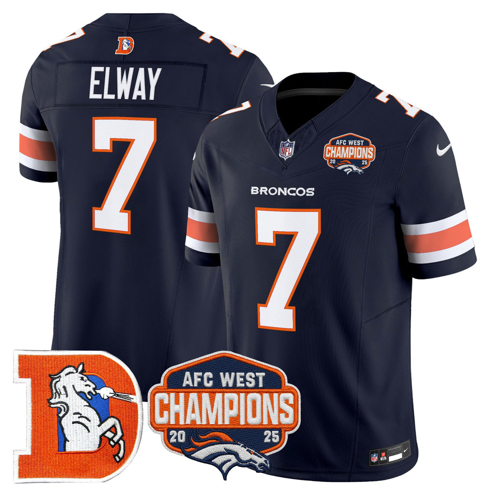 Men's Denver Broncos Throwback Vapor Limited Jersey - 2025 AFC West Division Champions Patch - All Stitched