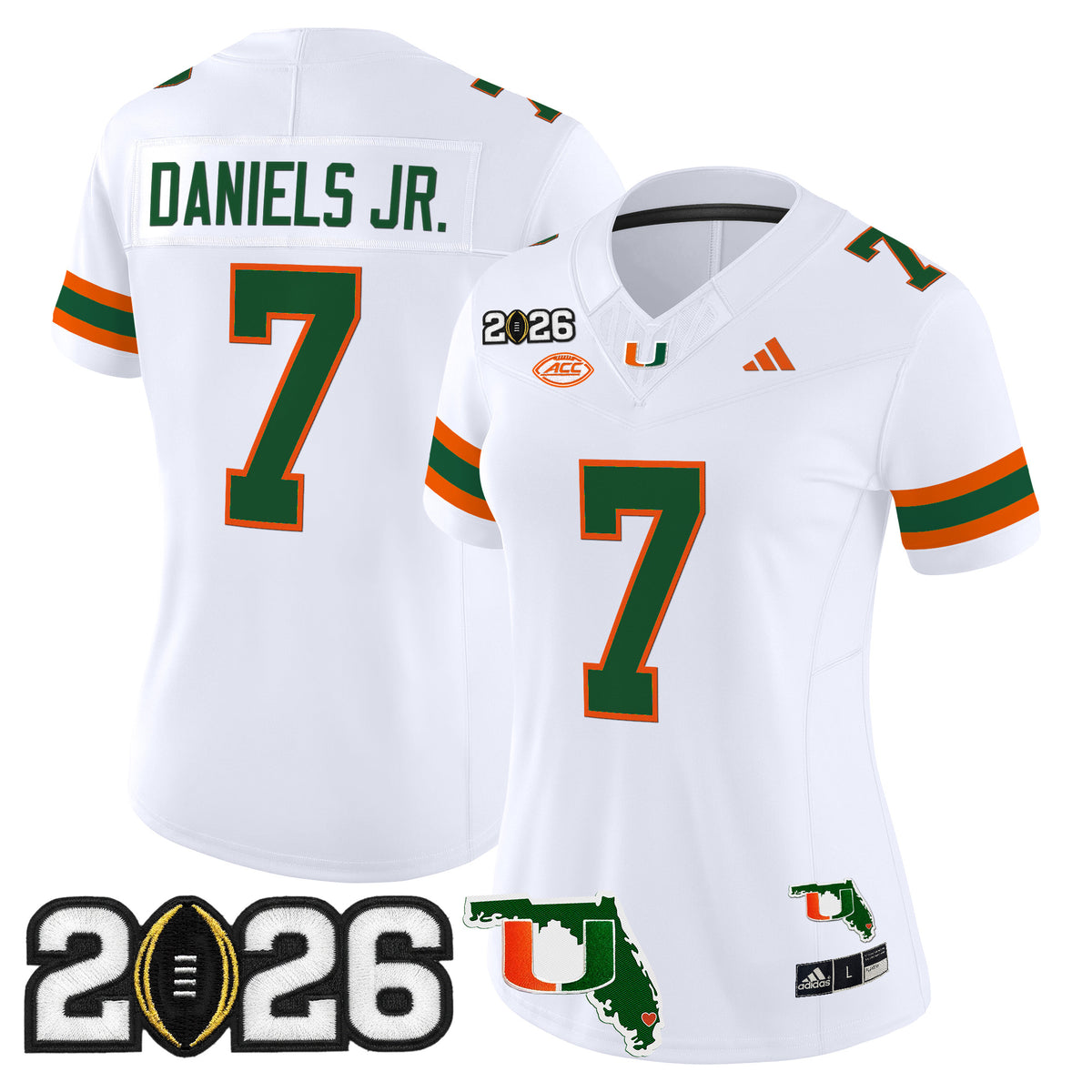 Women's Miami Hurricanes 2026 CFP Final & Florida Patch Vapor Limited Jersey - All Stitched