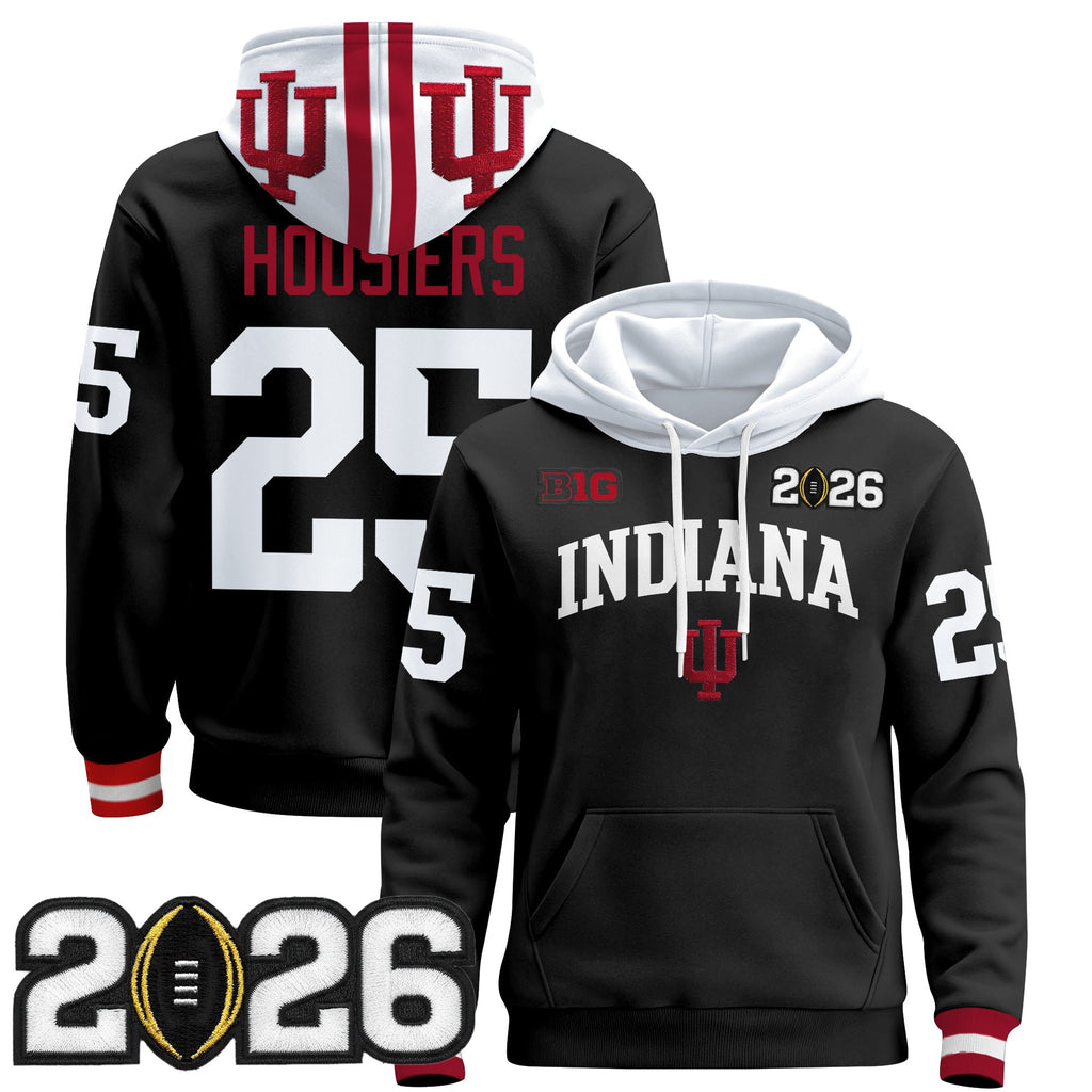 Men's Indiana Hoosiers 2026 CFP Final Patch Premium Pullover Hoodie - All Stitched