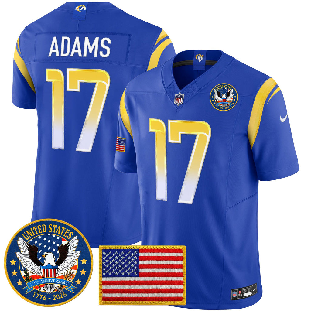 Men's Los Angeles Rams 2025 "United States 250th Anniversary Patch" Vapor Limited Jersey - All Stitched