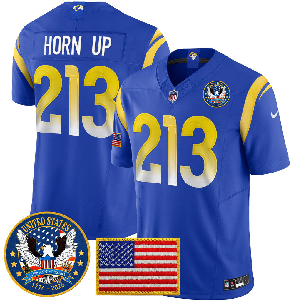 Men's Los Angeles Rams 2025 "United States 250th Anniversary Patch" Vapor Limited Jersey - All Stitched