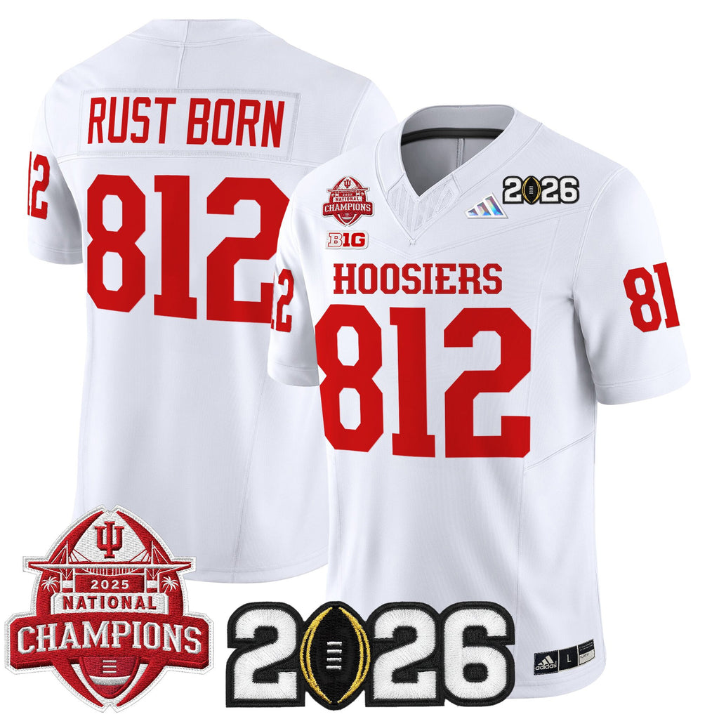 Men's Indiana Hoosiers 2025 National Champions & 2026 CFP Final Patch Vapor Limited Jersey V2 - All Stitched