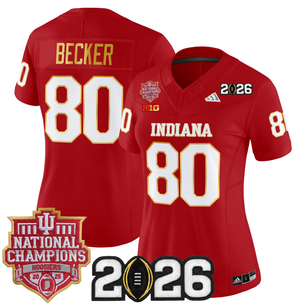 Women's Indiana Hoosiers 2025 National Champions & 2026 CFP Final Patch Gold Trim Vapor Limited Jersey - All Stitched