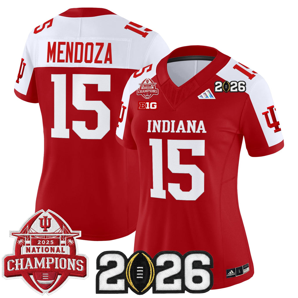 Women's Indiana Hoosiers 2025 National Champions & 2026 CFP Final Patch Vapor Limited Jersey V2 - All Stitched