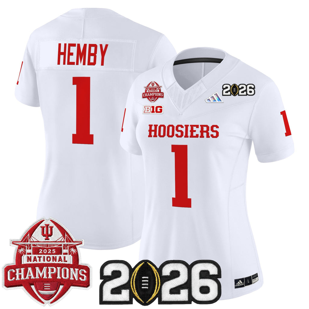 Women's Indiana Hoosiers 2025 National Champions & 2026 CFP Final Patch Vapor Limited Jersey V2 - All Stitched