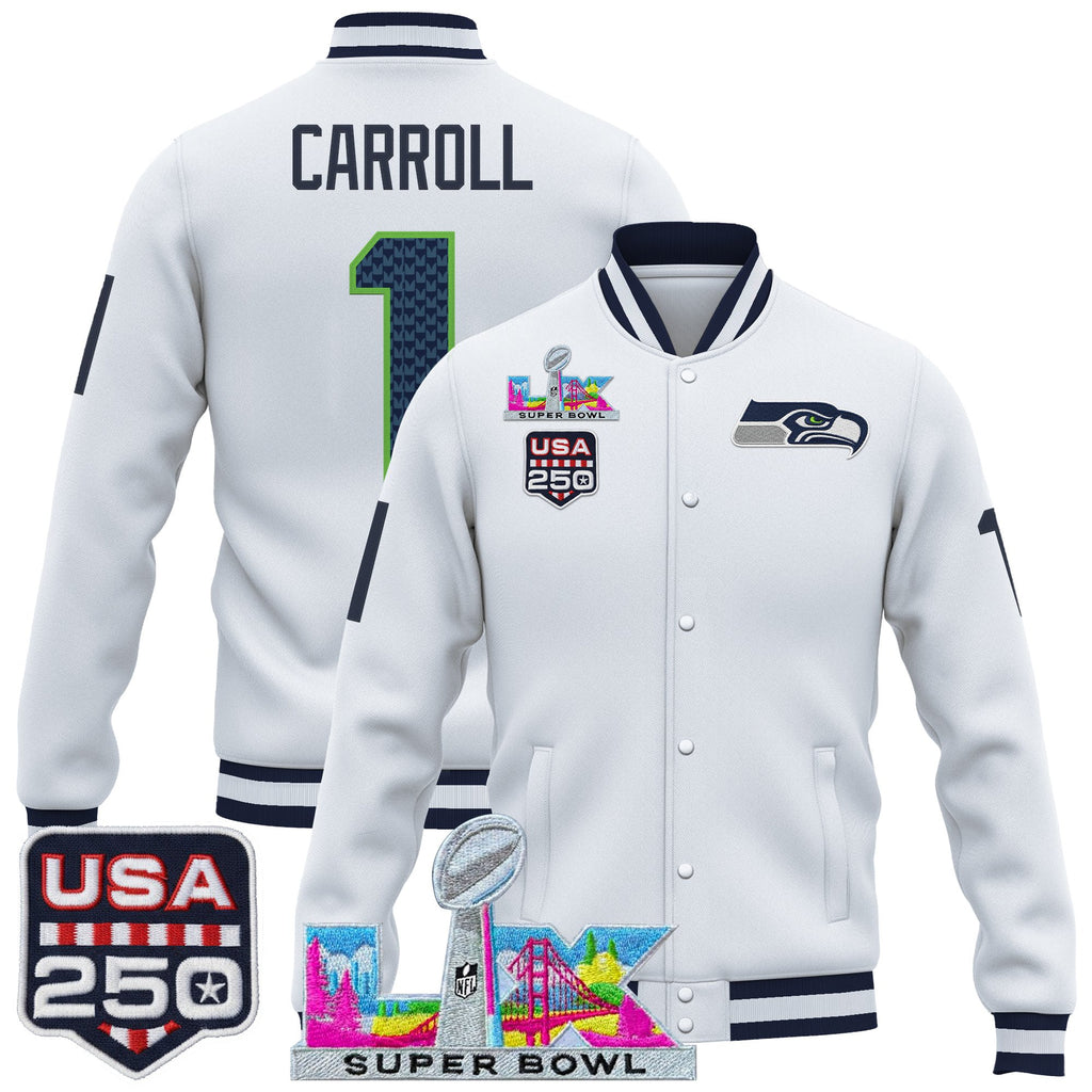Men's Seattle Seahawks "Super Bowl LX & United States 250th Anniversary Patch" Jacket- All Stitched