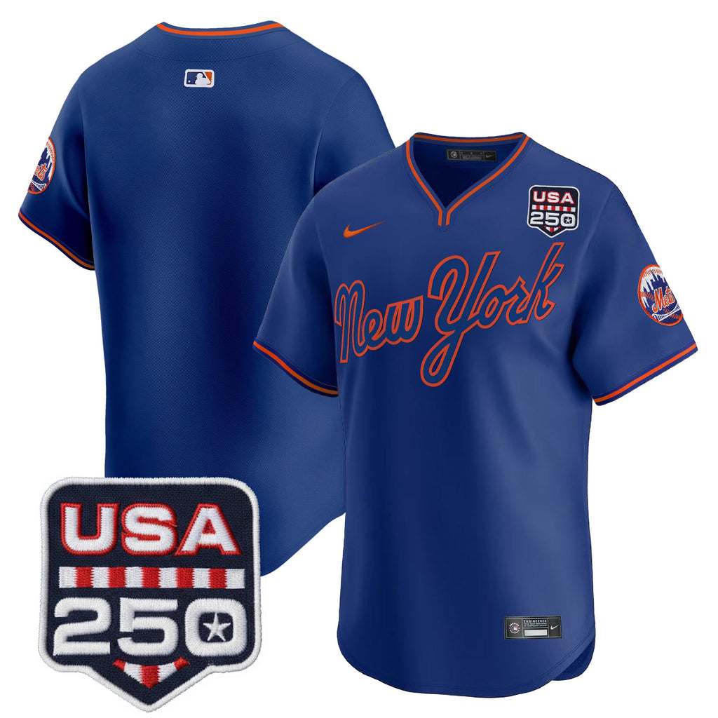 Men's New York Mets Road Alternate & 250America Patch Vapor Limited Jersey - All Stitched