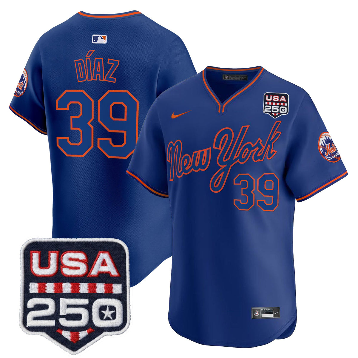 Men's New York Mets Road Alternate & 250America Patch Vapor Limited Jersey - All Stitched