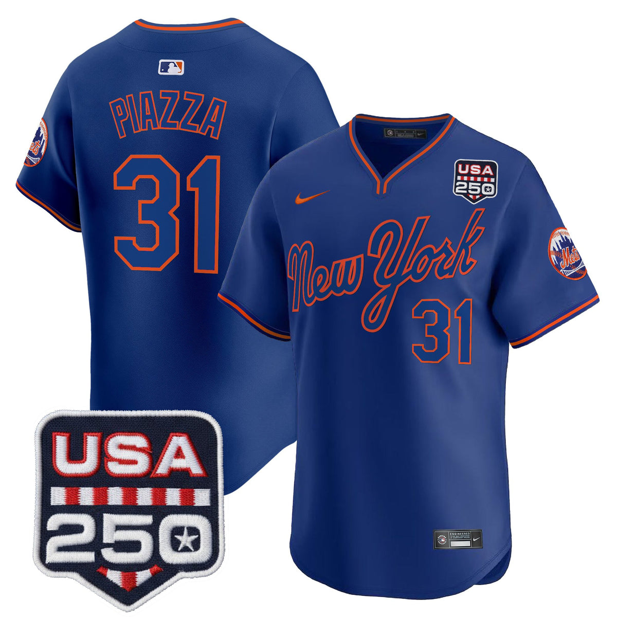 Men's New York Mets Road Alternate & 250America Patch Vapor Limited Jersey - All Stitched