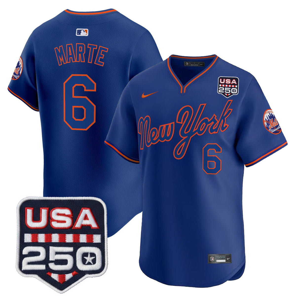 Men's New York Mets Road Alternate & 250America Patch Vapor Limited Jersey - All Stitched