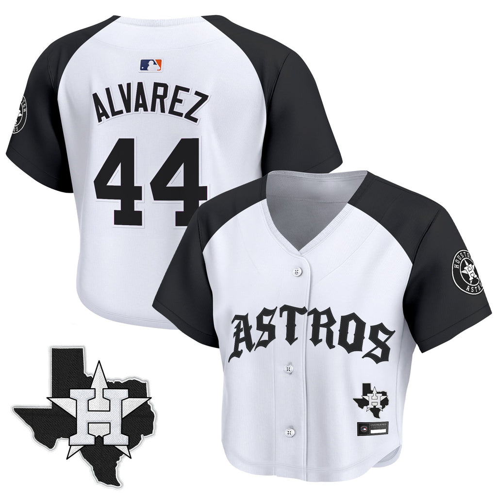 Women's Houston Astros 'Old English Edition' Crop Top Baseball Jersey - All Stitched