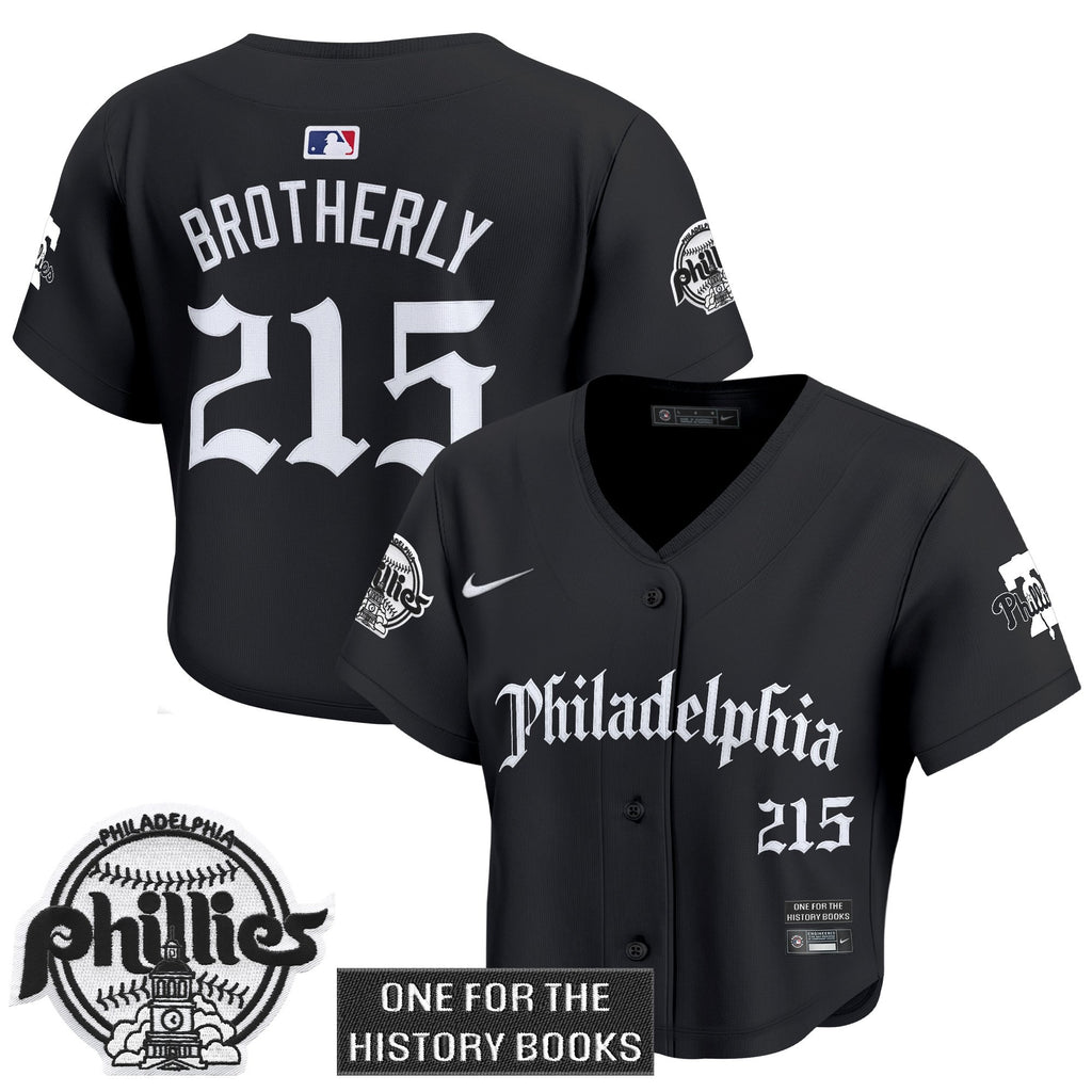 Women's Phillies 'Retro Newspaper Edition' Crop Top Baseball Jersey - All Stitched