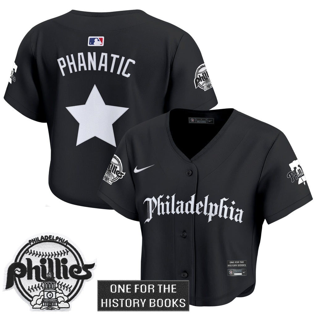 Women's Phillies 'Retro Newspaper Edition' Crop Top Baseball Jersey - All Stitched