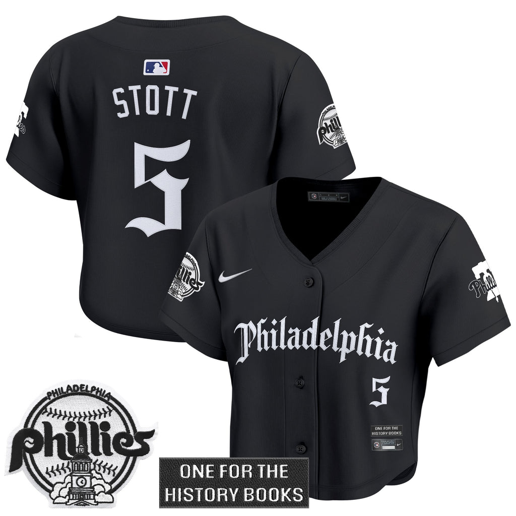 Women's Phillies 'Retro Newspaper Edition' Crop Top Baseball Jersey - All Stitched