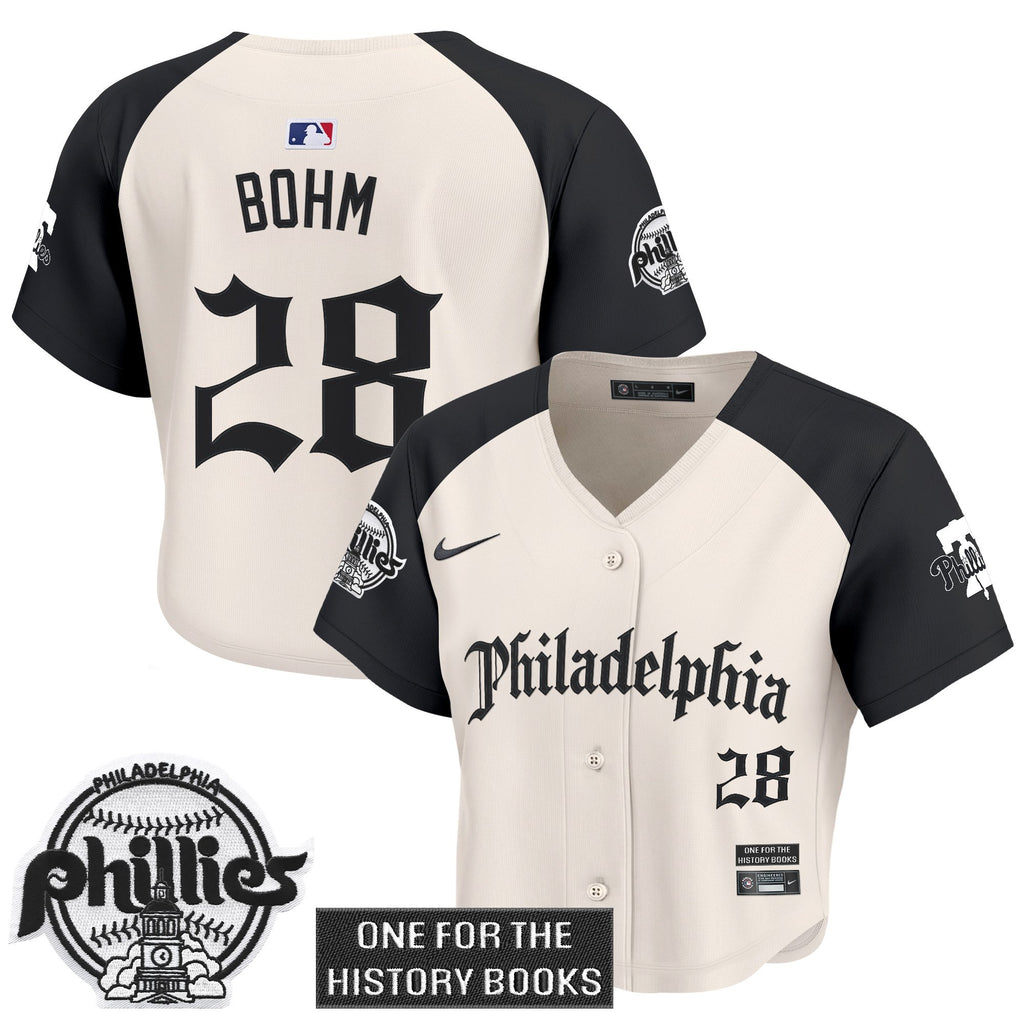 Women's Phillies 'Retro Newspaper Edition' Crop Top Baseball Jersey - All Stitched