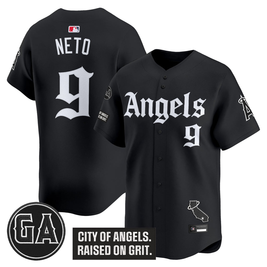 Men's Los Angeles Angels 'Garret Anderson Tribute Patch' Vapor Premier Limited Jersey - Gothic Edition - All Stitched
