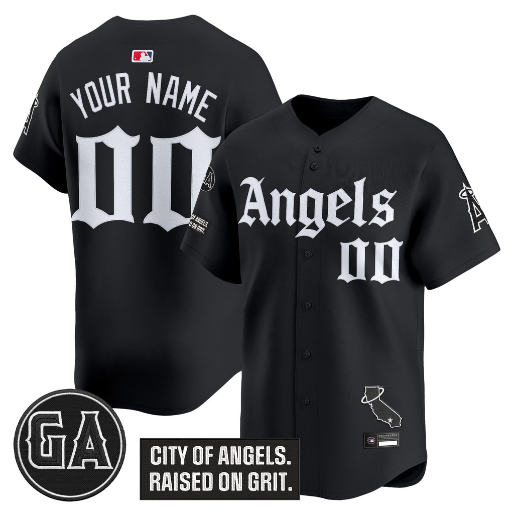 Los Angeles Angels 'Garret Anderson Tribute Patch' Vapor Premier Limited Custom Jersey - Gothic Edition - All Stitched