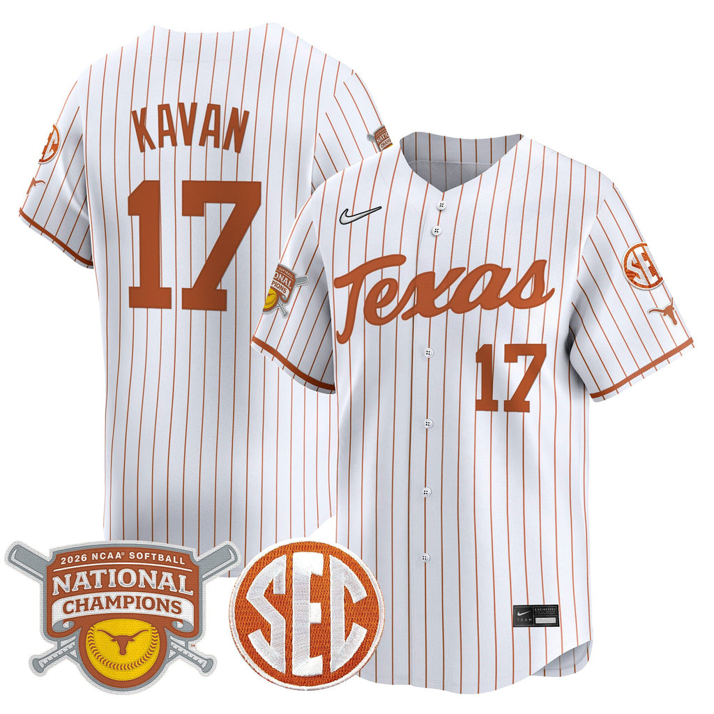Men's size - Texas Longhorns 2026 Softball National Champions Vapor Premier Limited Jersey - All Stitched