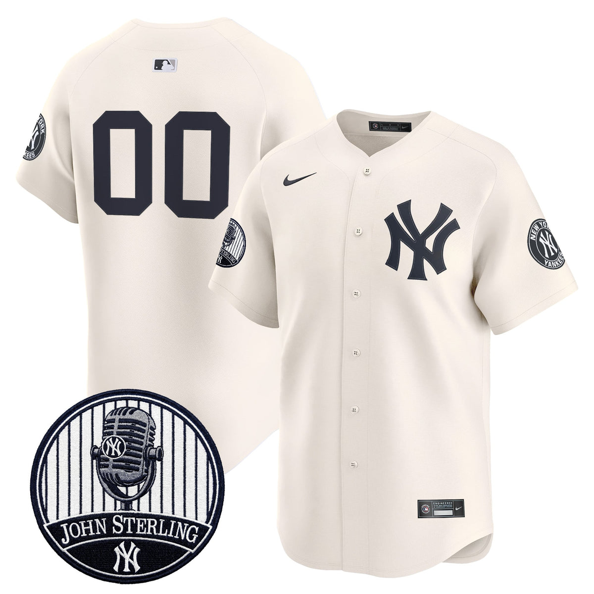 Yankees John Sterling "The Voice of the Yankees" Tribute Patch Vapor Premier Limited Custom Jersey V3 - All Stitched