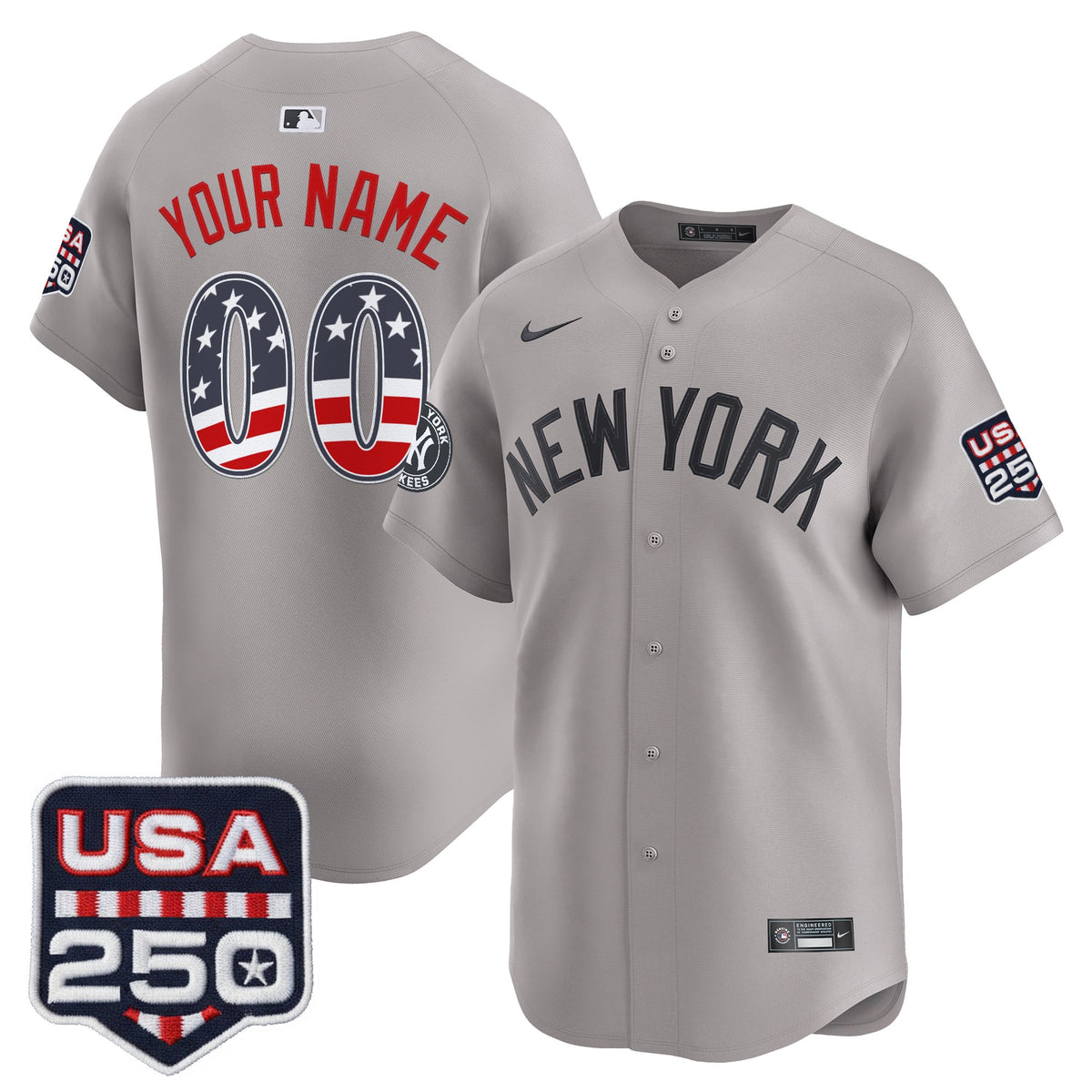 New York Yankees USA 250 Fourth of July Vapor Premier Limited Custom Jersey - All Stitched