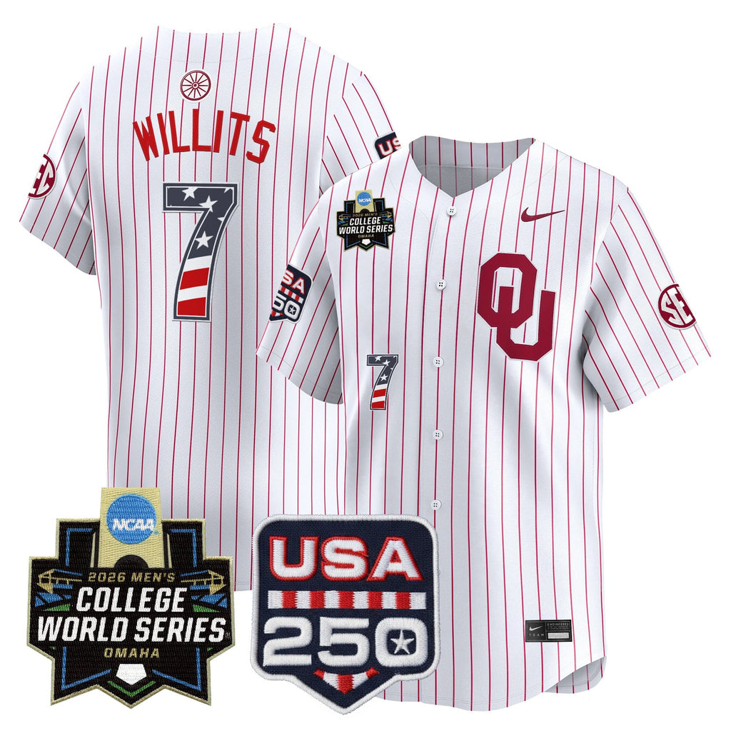 Men's Oklahoma Sooners USA 250 Fourth of July Vapor Premier Limited Jersey - 2026 World Series Patch - All Stitched