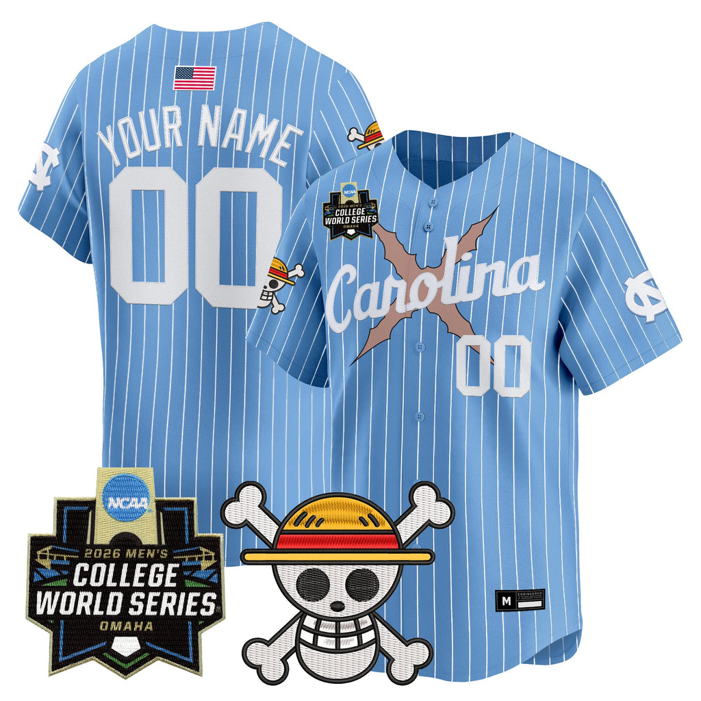 North Carolina Tar Heels 2026 World Series x One Piece Vapor Premier Limited Custom Jersey - All Stitched