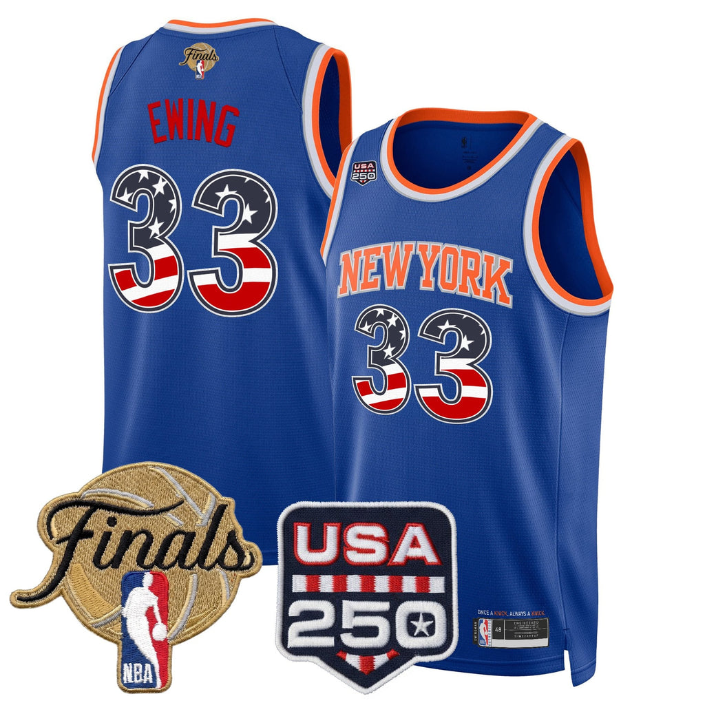 Men's New York Knicks USA 250 Fourth of July Swingman Jersey - 2026 Finals patch- All Stitched