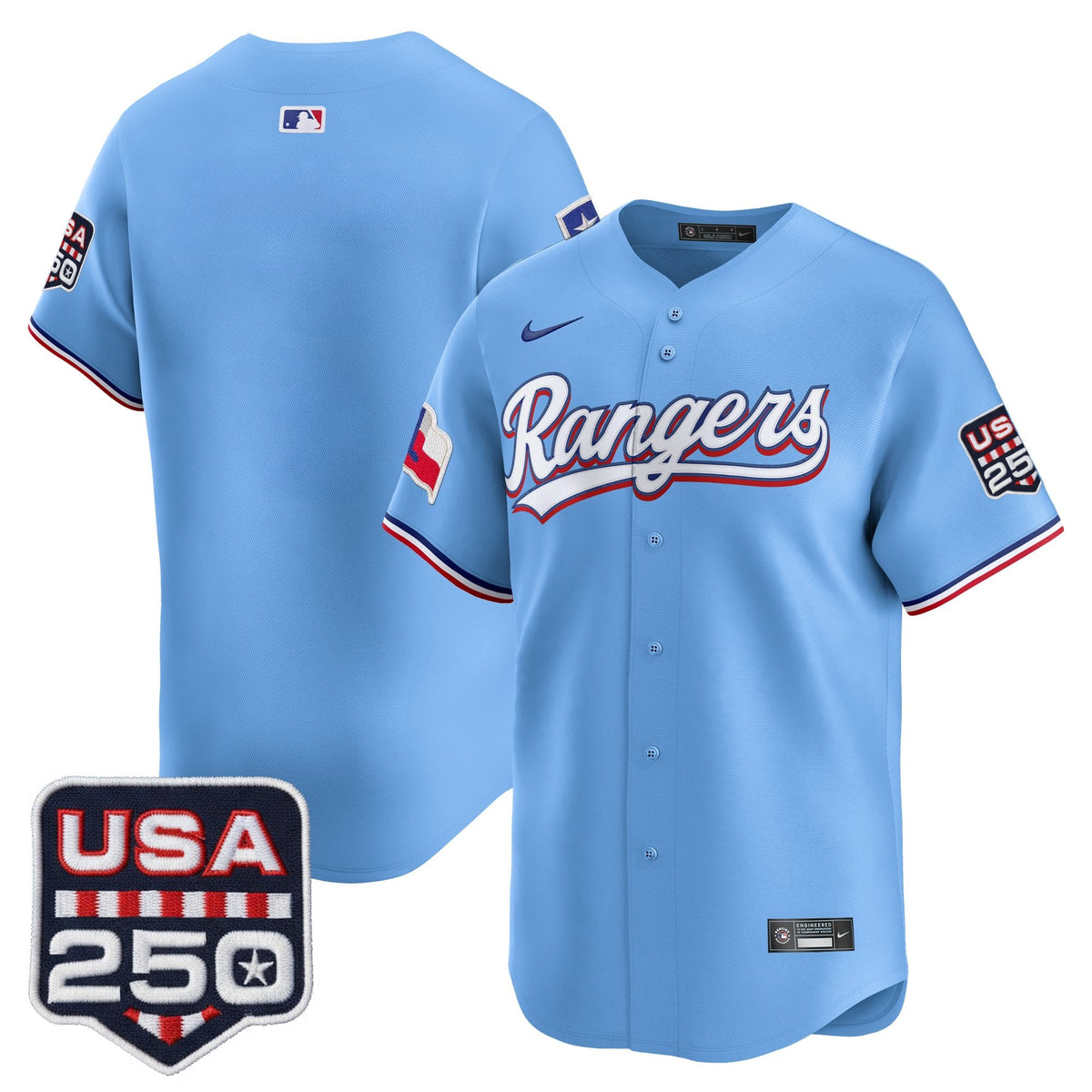 Men's Texas Rangers USA 250 Fourth of July Vapor Premier Limited Jersey - All Stitched