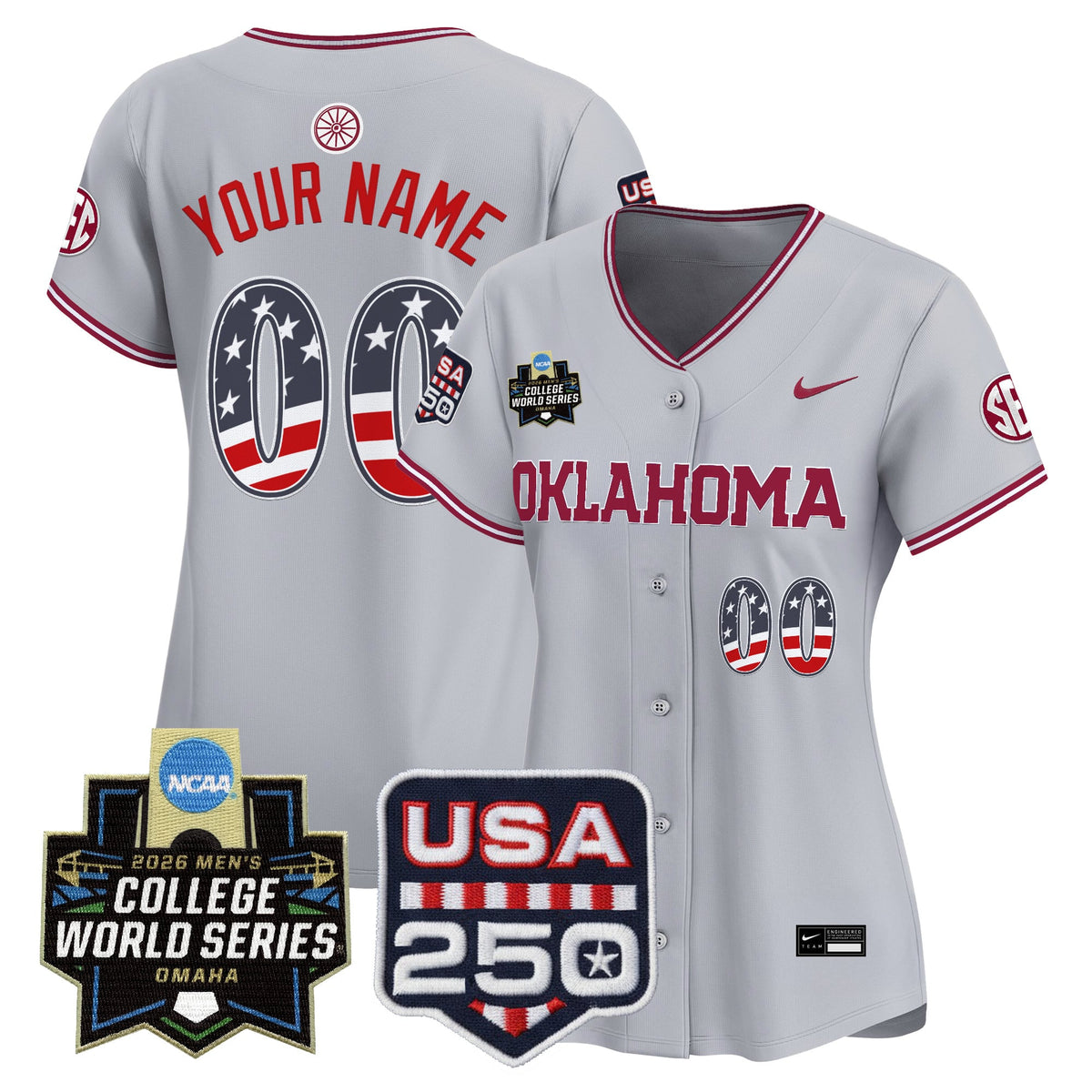 Oklahoma Sooners USA 250 Fourth of July Vapor Premier Limited Custom Jersey - 2026 World Series Patch - All Stitched