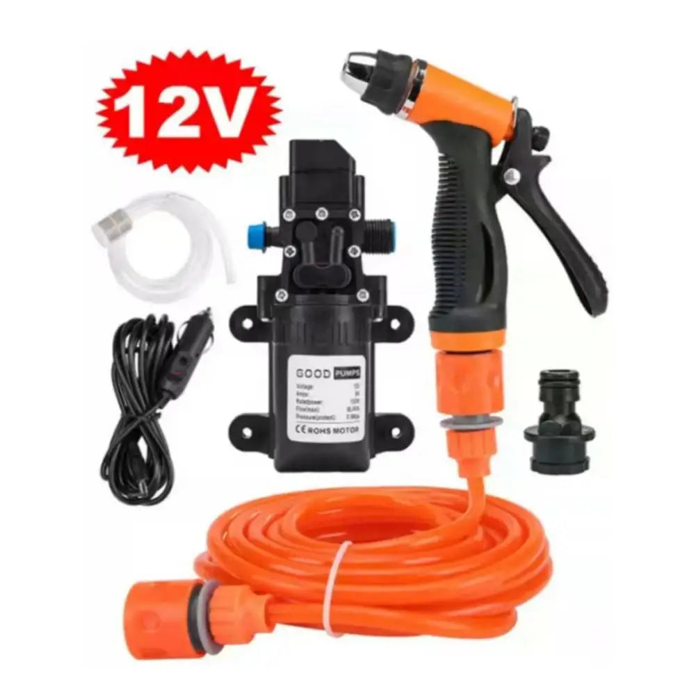 12V Portable Car Washer 100W 130PSI High Pressure Water Pump With Spray Gun For Auto Cleaning Car Detailing Camping W9U6