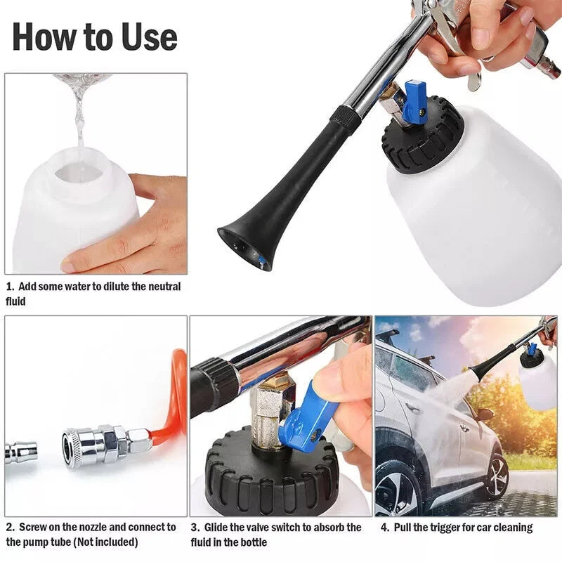 1000ML High Pressure Tornador Car Cleaning Washer Dust Blower Wash Gun with Brush Interior and Exterior Deep Clean EU/US/JP