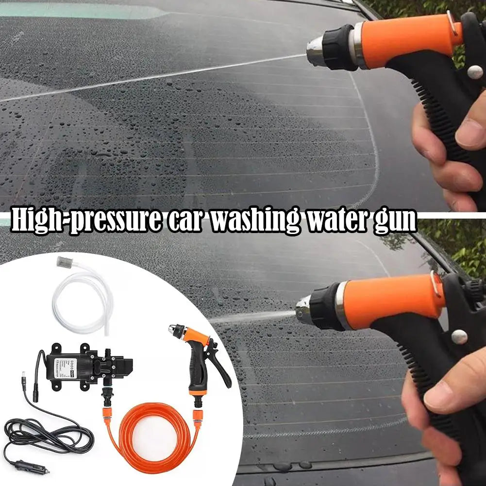 12V Portable Car Washer 100W 130PSI High Pressure Water Pump With Spray Gun For Auto Cleaning Car Detailing Camping W9U6
